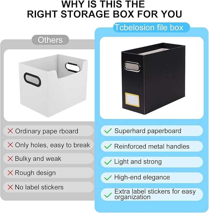 Collapsible File Organizer Box with Handle,12.20x5.11x9.84Inches, Filing Organizer for Home or Office, Small Portable File Bo