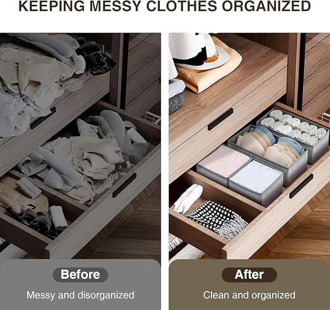 DIMJ Drawer Organizers for Clothing, Set of 12 Dresser Drawer Organizers, Fabric Closet Organizers and Storage, Drawer Divide