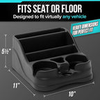 Moblorg Small Center Console for Cars, Trucks, Minivans, SUVs, Vehicle Organizer, Cup Holders, Recycled Plastic, Made in USA 