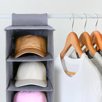 Perfect Curve 11-Pocket Hanging Baseball Hat Organizer - Gray Hat Storage Rack for Closet, Holds Up to 100 Caps. Also store s