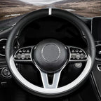 Custom fit for Kia Car Steering Wheel Cover, Nappa Leather Non-Slip Steering Wheel Cover, Designed for Ki-a Interior Accessories (White,for Kia)