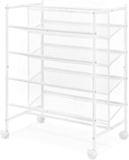 Whitmor 4-Tier Rolling Shoe Cart - Mesh & Metal - Holds up to 24 pairs of Shoes - Double Sided，4-Tier