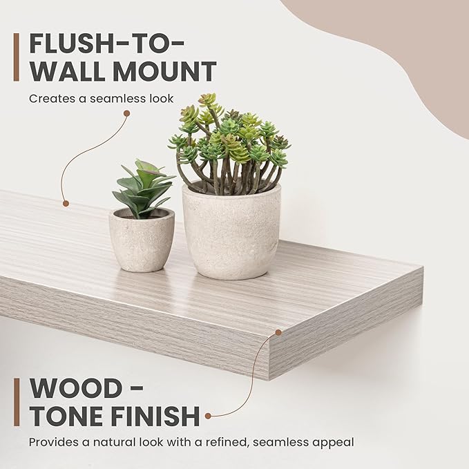 72 Inch Floating Shelves, 8 Inch Deep Floating Shelves for Wall, Hanging Shelf with Invisible Brackets, Deep Shelves for Bath