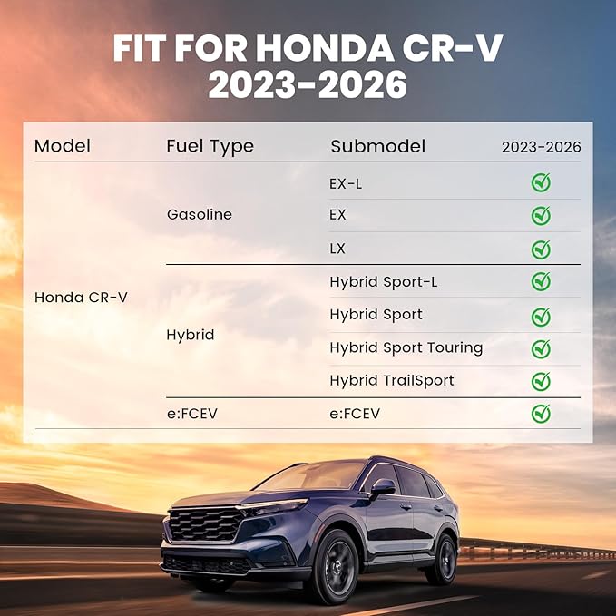 LASFIT Floor Mats for Honda CR-V 2026 2025 2024 2023 (Gasoline & Hybrid & e:FCEV), All Weather TPE Custom Fit Anti-Slip Pet Friendly Car Liners, 1st & 2nd Row Black