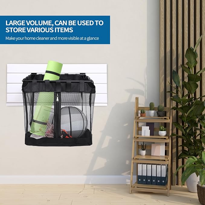 2Pcs Large Slatwall Baskets Mesh Slatwall Baskets with Zipper Mounted Storage Baskets Hanging Slatwall Accessories for Shops 