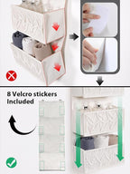 Macrame Over the Door Organizer Boho Decor Nursery Storage, Leaf Weaving Closet Organizers and Storage，with 4 Hanging Pockets