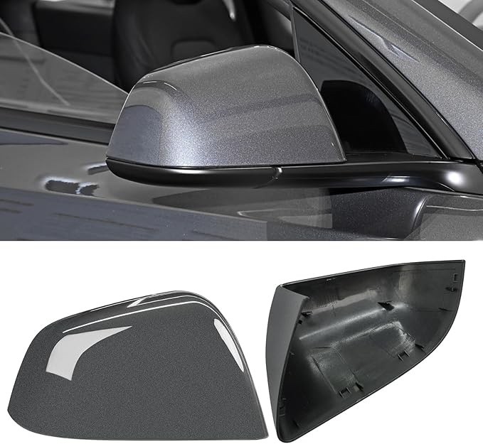 Jaronx Compatible with Tesla Model Y Side Mirror Cover 2020 2021 2022 2023, Rearview Door Wing Mirror Cover Cap Replacement for Tesla Model Y Accessories (Grey, Right)