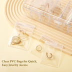 KAMJUNTAR Acrylic Jewelry Box Organizer, Clear Jewelry Organizers and Storage Box with 60 Portable Anti Tarnish Bags, Travel 