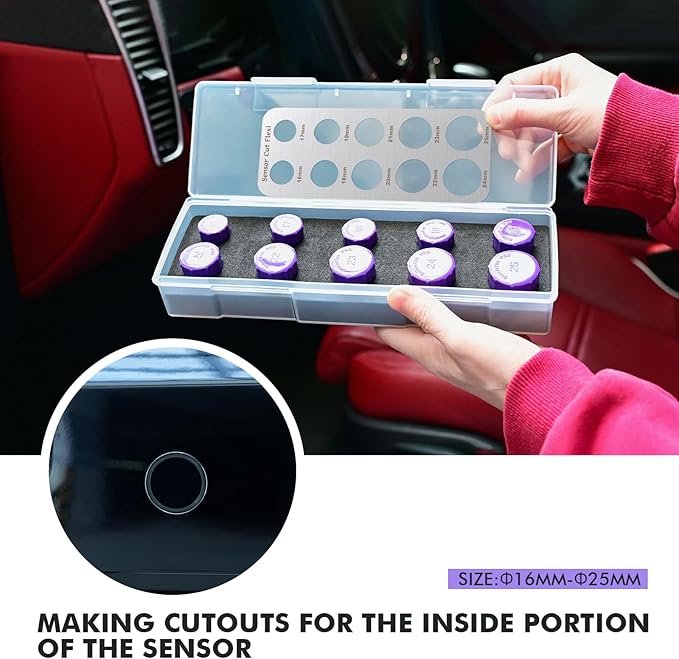 Gomake 16-25mm Sensor Cut,Precise Car Radar Hole Cutting Aid for Vehicle Parking Sensors Vinyl Wrap Tool Kit
