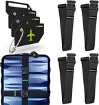 Untethered Ultimate Travel Set: 4 Premium Luggage Straps and 4 Silicone Tags - Secure & Identify Your Bags with Ease (Black +