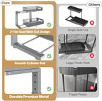 1 Pack 17IN Depth Under Sink Organizer, 2-Tier Pull Out Cabinet Organizer With Smooth Circular Rail, Large Capacity Metal Mes