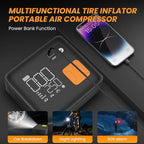 Portable Tire Inflator, 150PSI Fast & Cordless Air Compressor for Car Tires, Heavy Duty Portable Air Pump with LED Light, Digital Gauge, Auto Shut Off for Bikes, Motorcycles, Inflatables