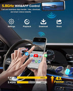 4K Dash Cam Front, Built-in 5.8G WiFi, Free 64GB Card & 48W A+C Car Charger Included, Dash Camera for Cars, Mini Dashcam with Super Night Vision, Loop Recording, G-Sensor, 24 Hours Parking Monitor