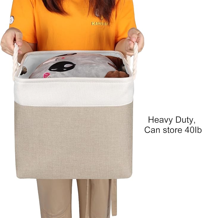 Univivi Fabric Storage Cubes 12 inch Cube Storage Bins with Rope Handles, Storage Baskets Cubes Organizer for Home Shelf Clos