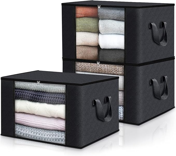 Fab totes Storage Bags,Clothes Blanket Storage Bins Foldable Closet Organizers with Reinforced Handle for Home Dorm Storage a