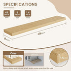 Dreamland 48 Inches Floating Shelves for Wall, 8" Deep Long Floating Shelves Set of 1, Large Display & Storage Shelf, Wall Sh