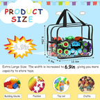 6 Packs Widen X-Large Toy Storage Bags 12.6×9.25×6.9In with Labels, Reusable Clear PVC Board Game Storage, Travel Waterproof 