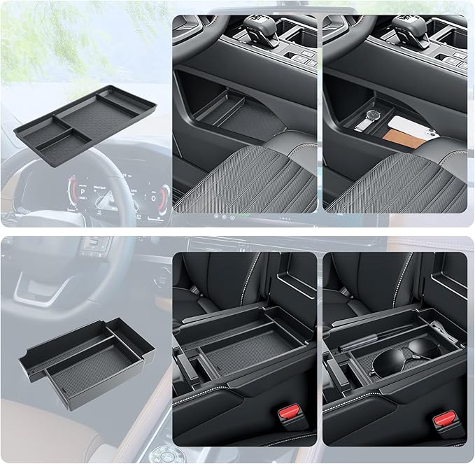 BIBIBO 2Pack for 2026 Pathfinder Center Console Organizer 2026 Nissan Pathfinder Console Armrest Insert Tray +Under Central Organizer Tray 2026 Nissan Pathfinder Accessories