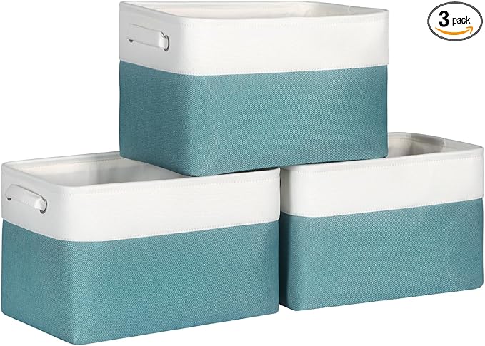Kntiwiwo Foldable Storage Bin Collapsible Fabric Storage Basket Cube with Durable Handles Closet Organizer Bins for Organizin