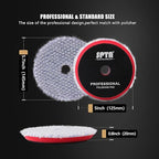 SPTA Wool Polishing Pad, 2Pcs 5''(125mm) Coarse Wool Cutting Pad, Coarse Woolen Pad BlueWool Buffing Pads Set with Hook and Loop for Heavy Cut for Car Polisher, Buffing and Polishing