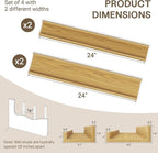 Fun Memories Picture Ledge Shelf - 24 Inches Floating Shelves Set of 4 - Floating Shelves with Lip for Storage - Wood Bookshe
