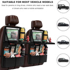 Car Backseat Organizer with Tray, Waterproof Back Seat Protector with Touch Screen Tablet Holder, 11 Storage Pockets Anti-Scratch Kick Mat Universal for Family Road Trips