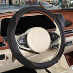 Nappa Leather Steering Wheel Cover, Advanced Microfiber Leather Non-Slip Breathable Fabric, Warm in Winter and Cool in Summer