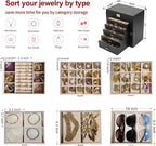 BOOVO Jewelry Box For women, 6 Layer Large Jewelry Organizer With Mirror, Multi-Function Storage Box With Lock, Necklace Hold