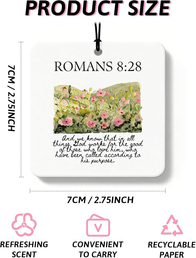 Black Christian Car Air Freshener 4 Pcs, Coquette Black Bow Bible Verse Religious Hanging Air Freshener for Cars Closet Drawe