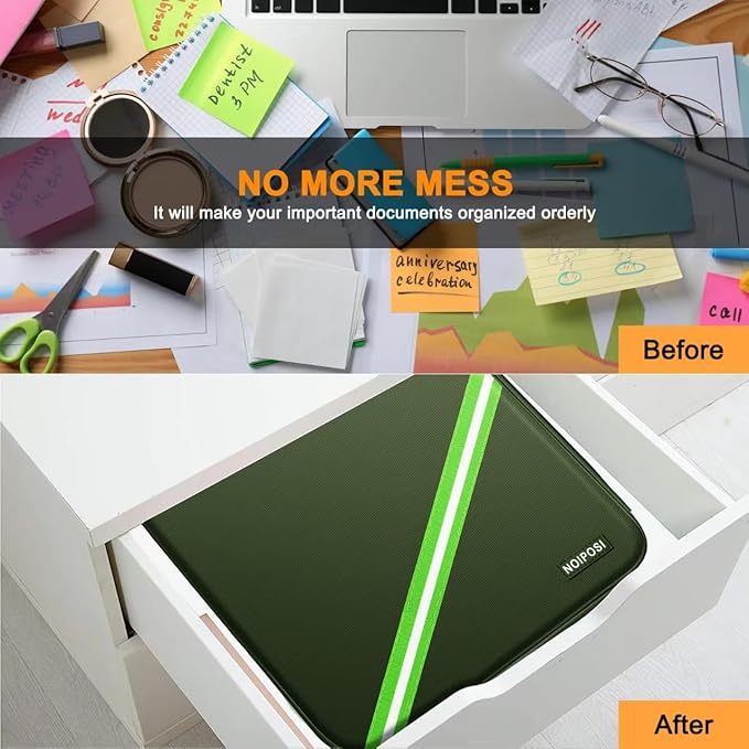 Noiposi Document Organizer with 5200℉ Heat Insulated,Waterproof and Fireproof Document Box,Portable Home Travel Safe Storage 