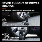 Cordless Tire Inflator Portable Air Compressor with 20V/12V Dual Power, 180PSI with ±1% Accurate Color Digital Gauge, Auto Shut-Off, LED Light, Carrying Case for Car Bike Motorcycle Ball