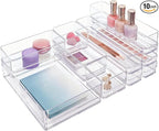 STORi SimpleSort 10-Piece Stackable Clear Drawer Organizer Set | Multi-size Trays | Makeup Vanity Storage Bins and Office Des