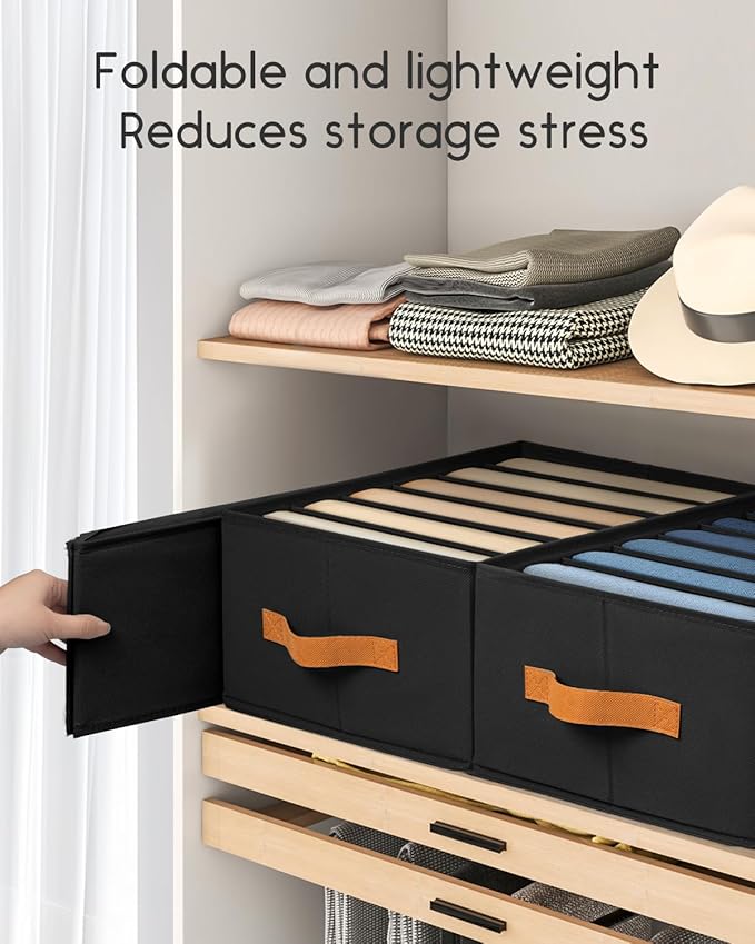 Homsorout Closet Organizers and Storage - Fabric Clothes Organizer with Handles, Foldable Jeans Organizer for Clothes, Drawer