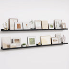 Fun Memories Long Wall Shelves Set of 2-72 Inch Floating Shelves for Wall - Picture Ledge Shelf with Lip for Storage - Wall -