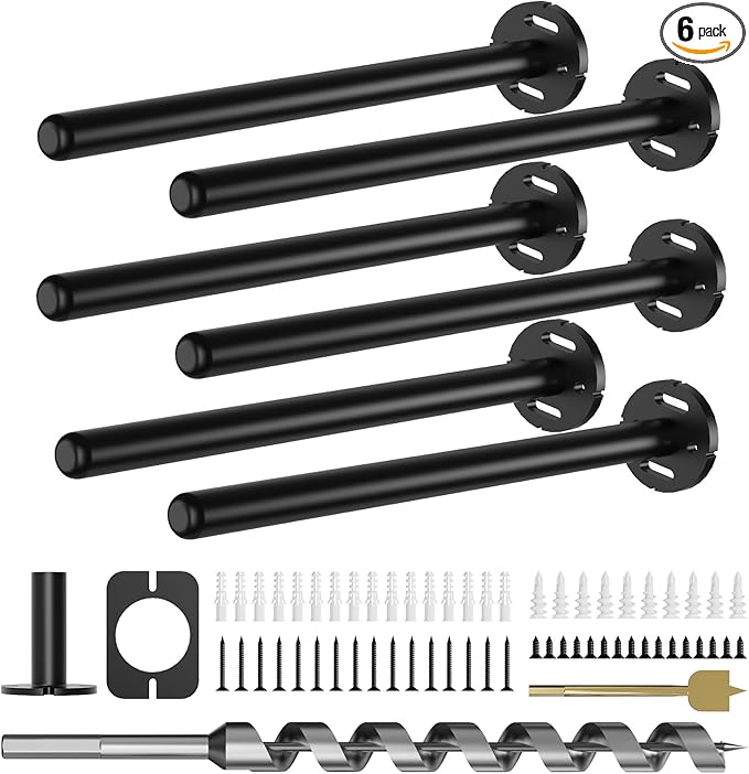 6pcs Wall Shelf Brackets Heavy Duty Floating Shelf Bracket Hidden,Invisible Black Shelving Brackets Decorative Floating Shelf