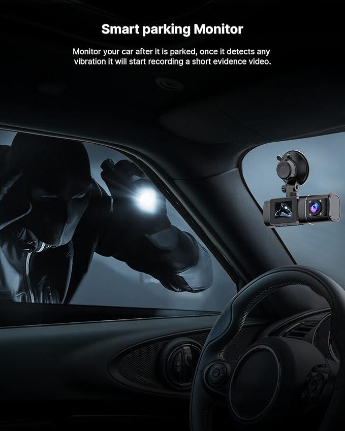 Dual Dash Cam Front and Inside 1080P Dash Camera for Cars IR Night Vision Car Camera for Taxi Accident Lock Parking Monitor 2