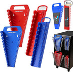 SWANLAKE 4-Pack Magnetic Wrench Organizer Toolbox Holder, 2PCS 15-Slot and 2PCS 12-Slot Wrench Organizers, SAE & Metric Ratch