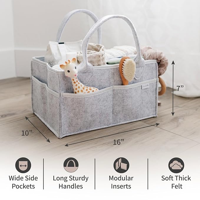 PUTSKA Baby Diaper Caddy Organizer - Nursery Storage Basket for Diaper Station, Baby Basket Shower List and Registry Gift Mus