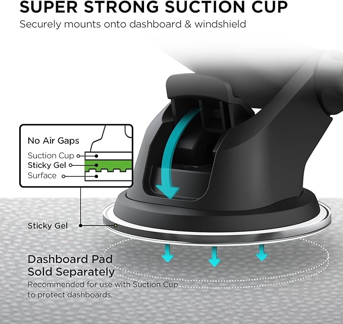 iOttie Easy One Touch Mini Dash & Windshield Car Mount Phone Holder || iPhone Xs Max R 8 Plus 7 Samsung Galaxy S10 E S9 S8 Plus Edge, Note 9 & Other Smartphones