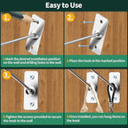 40 Pcs 10"/25CM Stainless Steel Wall Mounted Hooks with Protective Caps and Screws, Coat Bag Hat Utility Hook, Garage Tools S