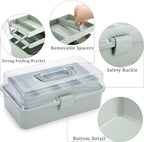 BTSKY 3-Layer Plastic Dividing Storage Box Craft Organizer and Storage with Adjustable Spacers Portable Handled Art Supply Or