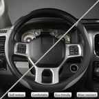 West Llama Customized Auto Car Steering Wheel Cover for Dodge RAM 1500 2500 3500, 15.5-16 inch (Black+Gray-Large Size)