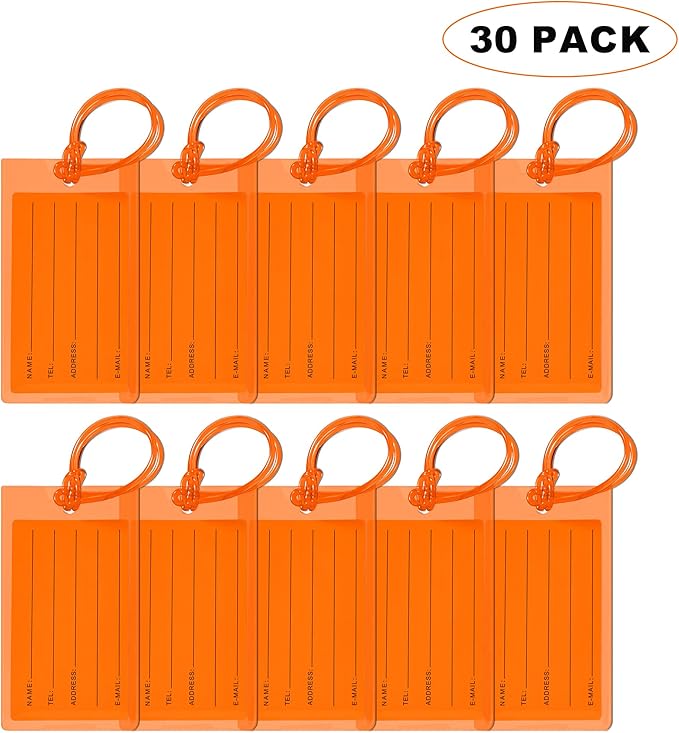 30 Pack Luggage Tags for Suitcases, Airplane Travel Essentials for Flying, International Travel Must Haves, and Luggage Acces