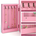 Meangood Jewelry Box Wood for Wowen, 5-Layer Large Organizer Box with Mirror & 4 Drawers for Rings, Earrings, Necklaces, Pink