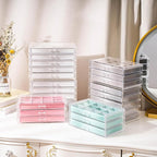ProCase Earring Holder Organizer Jewelry Box with 8 Drawers, Acrylic Clear Earring Case with Adjustable Velvet Trays for Wome