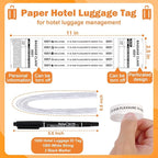 1000 PCS Hotel Luggage Tags Bulk with 5 Matching Numbered Labels Paper Baggage Claim Check Tags with White String &Marker Bla