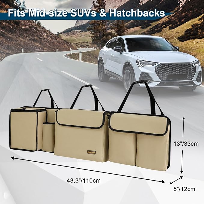 Deluxe Trunk and Backseat Organizer for Medium or large size SUVs & RVs, Detachable Storage Modules with Built-in Cooler,