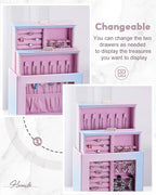 Homde Jewelry Organizer Girls Women Jewelry Box for Necklaces Rings Earrings Gift Bracelets Storage Case (Blue - Pink Gradien