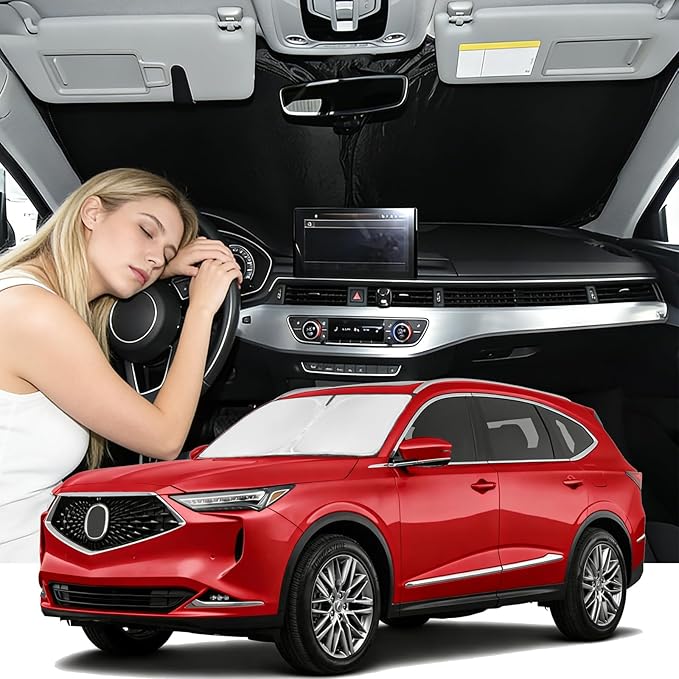 Windshield Sunshade for Acura MDX 2021-2023 Sun Shade Car Windshield Accessories Upgrade 4 Layers Blocks UV Rays Custom Fit MDX 240T Car Window Shades Front Windshield Keep Cool Foldable
