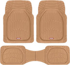 Motor Trend FlexTough Floor Mats for Cars, Beige Deep Dish All-Weather Mats, Waterproof Trim-To Fit Automotive Floor Mats for Cars Trucks SUV, Universal Floor Liner Car Accessories